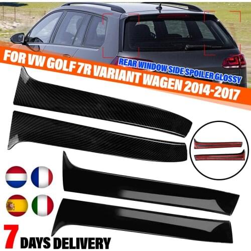 Gloss Black/Carbon Look Rear Window Side Spoiler canard canards Splitter Glossy For VW Golf 7 R Variant Wagen 2014 2015 16-2017