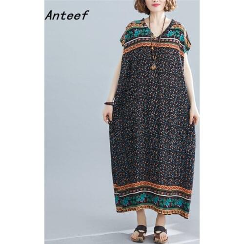 Cotton satin vintage floral women casual loose long summer beach dress elegant clothes 2021 ladies dresses sundress