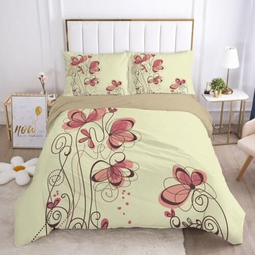Butterfly Flower Bedding Set Duvet Cover Set With Pillowcases Soft Comforter Bedding Sets Simple Bed Linen Drop Ship