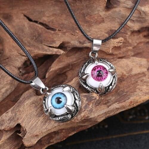 Punk Evil Eye Pendant Necklaces Ball Charm Leather Rope Necklace Red Blue Turkish Eye Necklace Hip Hop Jewelry Gift Wholesale
