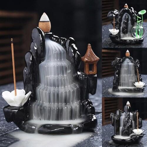 Backflow Incense Burner Waterfall Ceramic Smoke Censer Handicraft Home Decor