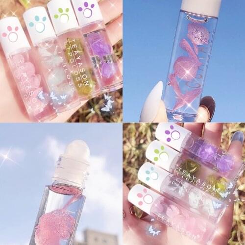 Petal Lip Oil Transparent Lip Gloss Clear Sexy Cute Balm Liquid Lipstick Moisturizing Plumper Lip Care Women Lip Gel Makeup