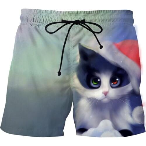 Summer Fun Pet Cat Mens Beach Pants 3D Printing Interesting Cat Men And Women Lovers Sports Funny Street Leisure Beach Pants Me