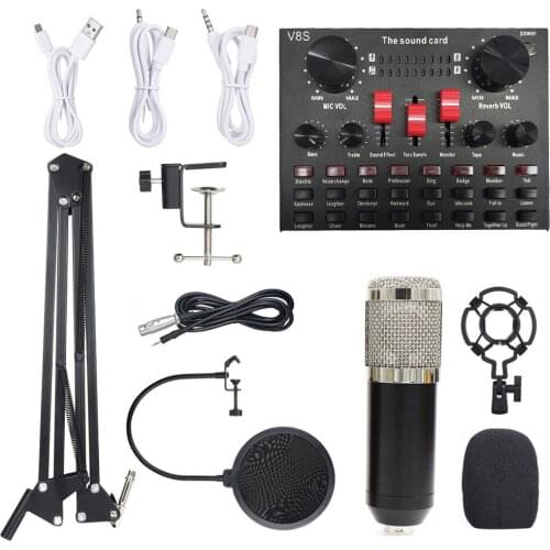 Multi-functional Live Sound Card BM800 Microphone Set Audio Recording Equipments 16 sound effects With BT function for recording