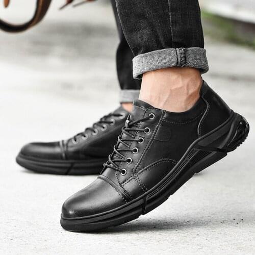 Men genuine Leather Fashion Shoes oxfords Dress Shoes lace up Spring autumn Ankle Vintage Classic Male Casual shoes men