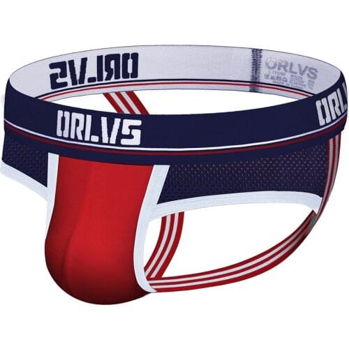 ORLVS Mens Underwear Men Sexy Briefs Jockstrap Pouch Cuecas Man Cotton Panties Thongs Mesh Underpants Gay Slip Homme Srting