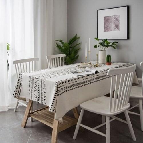 New Tablecloth Simple Net Red National Style Bohemian Black And White Print Coffee Table Custom Living Room Fabric
