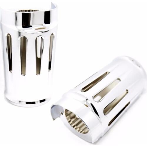 New Shallow Cut Chrome Fork Boot Slider Cow Bells For Harley Touring FLHX 14-15 16 17 18 Models