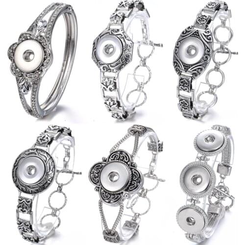 New Snap Jewelry Metal Snap Button Bracelet Bangle Fit 18mm Snap Buttons Jewelry Bracelets DIY Adjustable Chain Bracelet