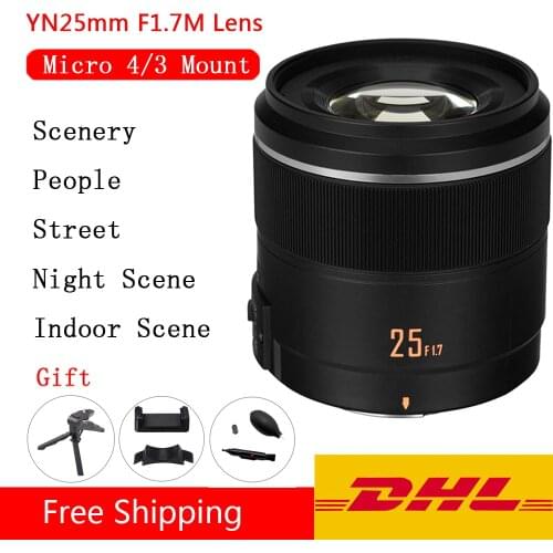 YONGNUO YN25mm F1.7M Camera Lens Micro M4/3 Mount AF/MF Standard Prime Large Aperture Lenses For Panasonic Olympus G95 GF9 GX9