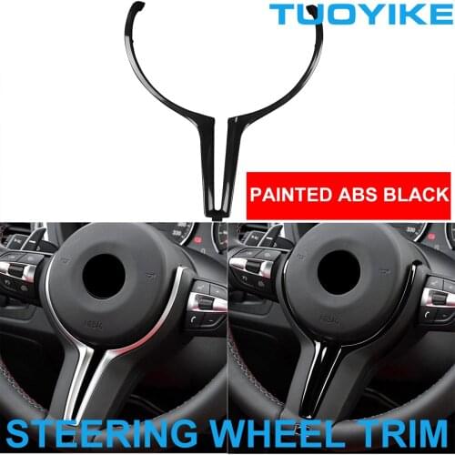 Painted Black ABS Car Steering Wheel Trim Cover Sticker Color-Coated For BMW M2 F87 M3 F80 M4 F83 F10 M5 F06 F12 F13 M6 2014-18