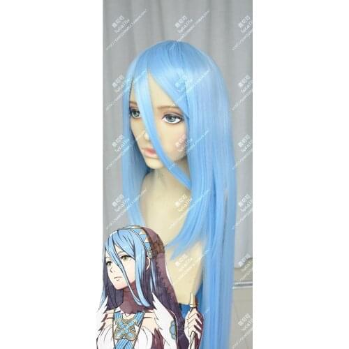 Game Fire Emblem Fates Azura Cosplay Wig Long Light Blue Straight Heat Resistant Synthetic Hair Wigs + Wig Cap
