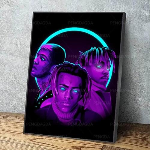 Prints Painting Wall Artwork Rip Juice Wrld Tentacion Modular Purple Canvas Poster Picture Modern Home Decor Bedside Background