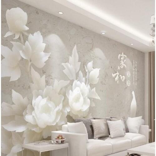 Beibehang Custom large fresco simple 3d 3d white jade carved marble texture TV background wall nonwovens super green wallpaper