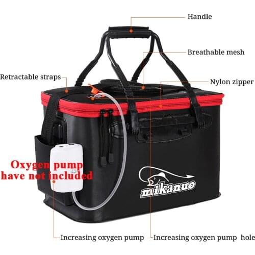 35L 50CM Portable EVA Fishing Bag Collapsible Fishing Bucket Live Fish Box Camping Water Container Pan Basin Tackle Storage Bag
