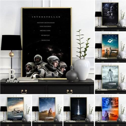 Classic Movie Interstellar Poster Nolan McConaughey Retro Posters and Prints Canvas Painting Home Room Decor Film Wall Pictures