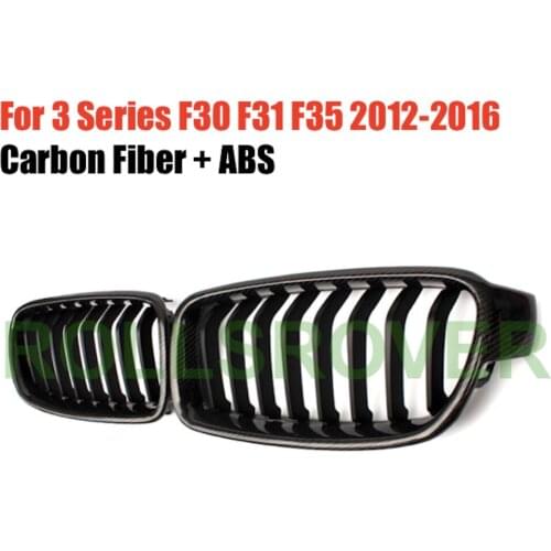 ROLLSROVER Carbon Fiber Front Bumper Grille Grill For 3 Series F30 F31 F35 2012-2016 3 Colors Single Strip Car Styling