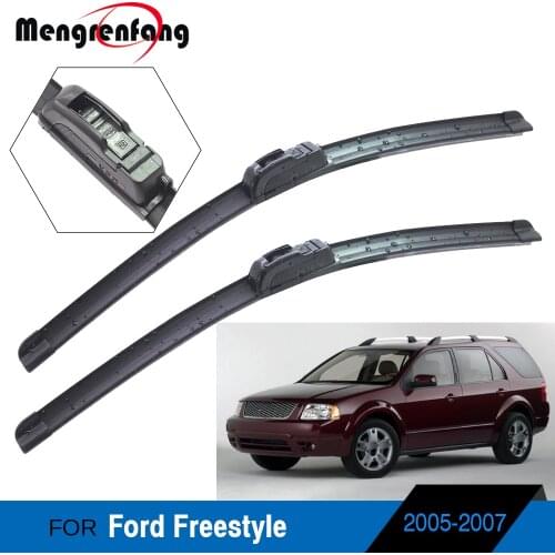 For Ford Freestyle Car Front Windscreen Wiper Blades Soft Rubber Wiper Side Pin & Push Button Arms 2005 2006 2007