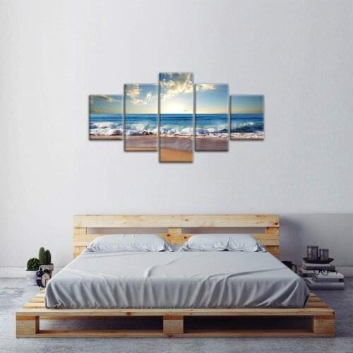 Modern Landscape Painting on Canvas 5 Piece, Beach Ocean Pictures Wall Art for Living Room Home Decor Drop Shipping