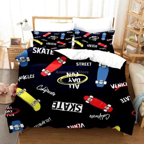 Skateboard Sports Fashion 3d Bedding Set Printing Kids Adult Gift Luxury Duvet Cover Comforter Bed Linens Queen King Full Size
