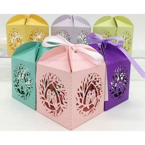 Love Birds Wedding Candy Box Creative Laser Cutting Hollow Gift Paper Boxes Chocolate Carton Wedding Supplies 50 Pcs 7ZSH125