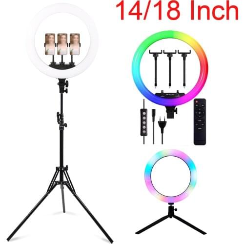 Photo Studio Led Ring Light Selfie Stepless Lighting Dimmable for youtube Video 3200-5600K Photographic Light with Phone Holder