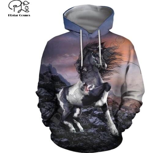PLstar Cosmos Beautiful Colorful Horse 3D Printed Hoodies Sweatshirts Zip Hooded For Men And Women Casual Streetwear Style-D15