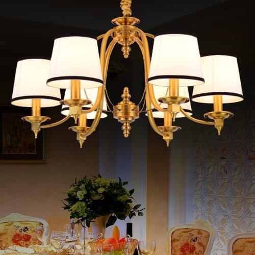Luxury 3/6/8 Bulbs Vintage Retro Chandelier Light Fixture Fabric Shade Suspension Lamp Hanging Lighting For Living Room PL471