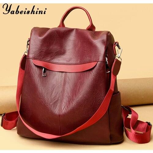 2021 Retro Large Capacity Backpack Women Backpacks Leather School Bags For Teemage Girls Shoulder Bag Ladies Travel Backpack