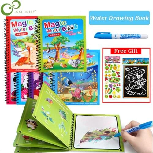 1Set Magic Water Drawing Book Montessori Painting Drawing Board Children Toys Coloring Book Doodle & Magic Pen Birthday Gift ZXH
