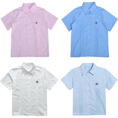 High Quality Wholesale Japanese Student Tops JK Uniform Shirt Collar Short Sleeve Blouse 4 Colors Oversize XS-XXL Couple Clothes