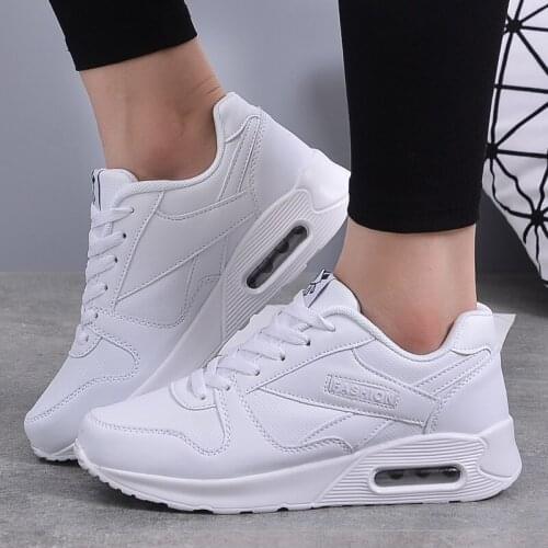 Women Sneakers Air Cushion Women Leather Shoes Plus Size 34-41 Outdoor Sport Jogging Shoesall-match Female Trainers Sneakers