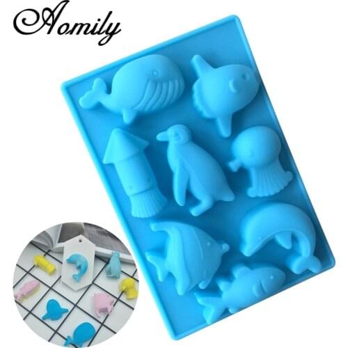 Aomily 3D Marine Animal Shaped Silicone Chocolate Soap Candy Fondant Sea World Mould Silicone Chocolate Cookies Cake DIY Mold