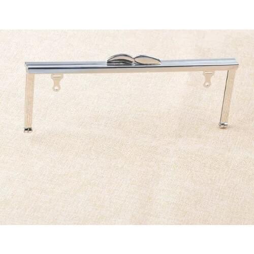 6 3/4 Inches Nickel Clutch Purse Frame with Chain Loops