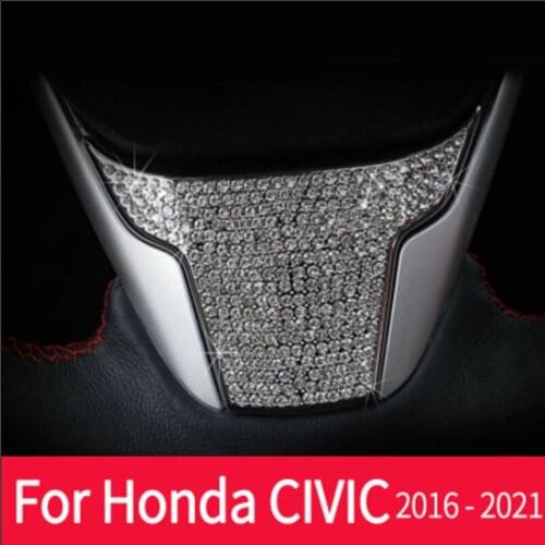 Honda Civic Automotive Interior Accessories Steering Wheel Cover Accessories Decorative Sticker Fashion Diamond Frame