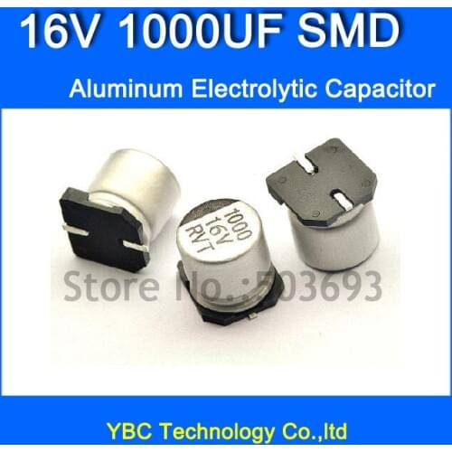 Free Shipping 100pcs/lot 16V 1000UF SMD Aluminum Electrolytic Capacitor 10*10MM
