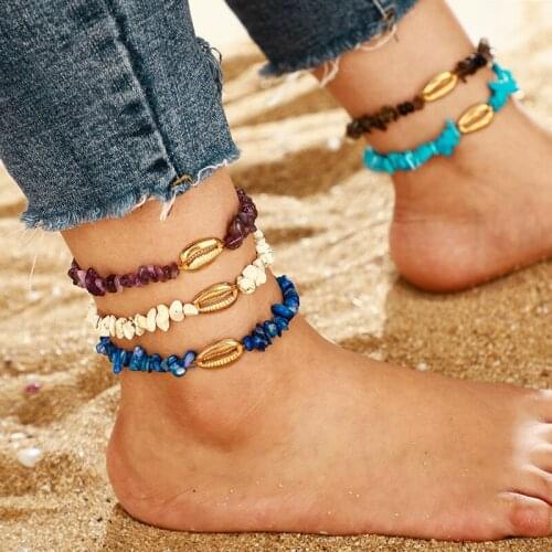 Shell Beads Ankle Bracelets Leg Necklace Chains for Women Foot Jewelry Anklets Bijoux Femme 2021 Beach Accessories Tobillera
