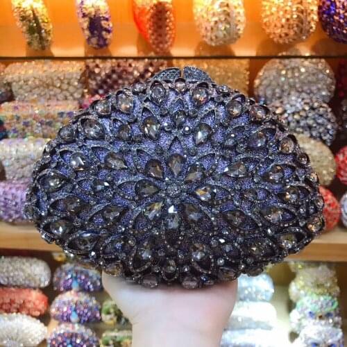 XIYUAN BRAND women black/gold/champagne/Royal blue crystal diamond wedding/party/cocktail/prom night clutch purse wallet bag