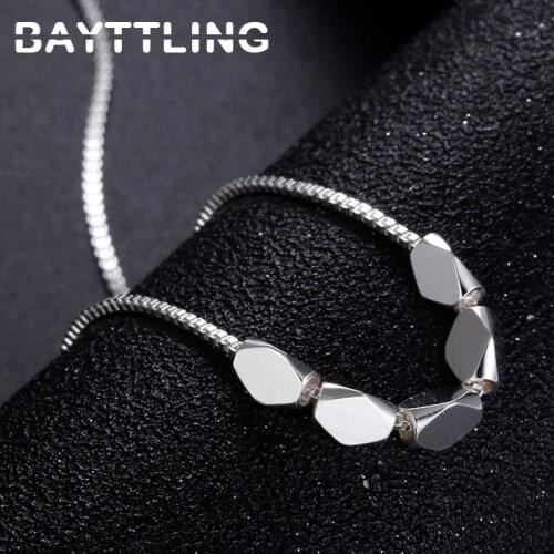 BAYTTLING 925 Sterling Silver 18 Inch Diamond Beanie Pendant Necklace For Woman Fashion Charm Statement Jewelry Gift