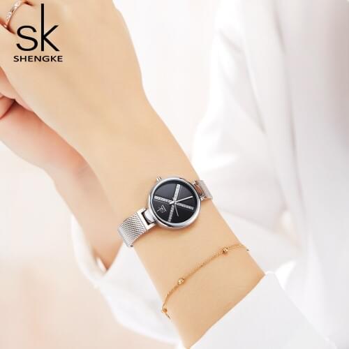 Shengke Creative Hand Woman Watch New Stylish Crystal Dial Bracelet Watches Quartz Clock Watches Zegarek Damski Dropshipping