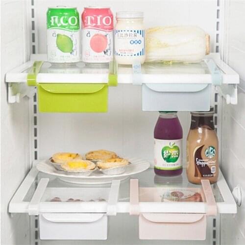 Space Saving Box Rack Organizer Kitchen Fridge Slide Under 2x Shelf Drawer