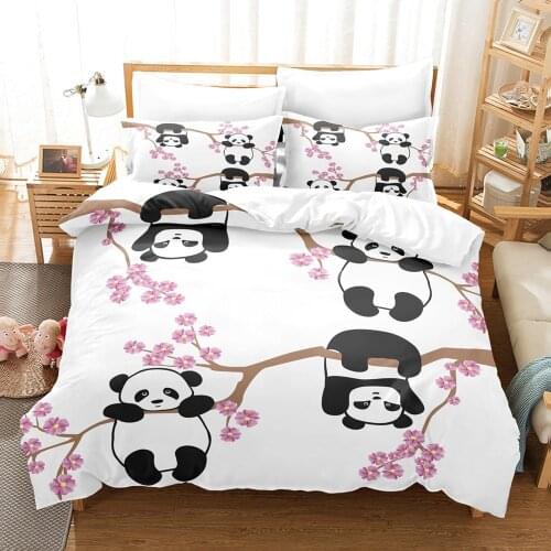 Cartoon Panda 3d Bedding Set Duvet Cover Sets Comforter Bed Linen Twin Queen King Single Size Room Decor Kids Adult Cute Kawaii