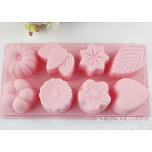 Kitchen Accessories 8-Cavity Floral Leaf Silicone Soap Decoration Mold Fondant Chocolate Baking Tools For Cakes Bakeware