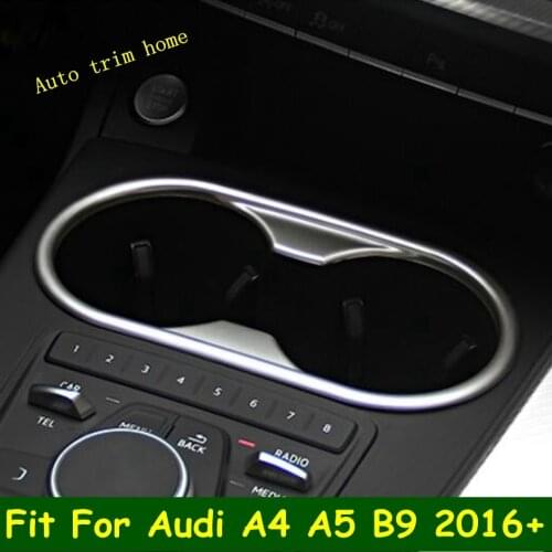 LAPETUS Front Seat Water Cup Holder Frame Panel Cover Trim Fit For Audi A4 B9 A5 2016 - 2020 ABS Chrome Interior Kit