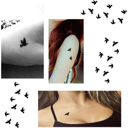 Flying Black Bird Removable Tattoo Body Art Waterproof Sexy Transfer Sticker for Unisex