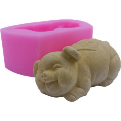 Cute Pig Design Soap Mold Chocolate Cake Mold Candle Wax Resin Crafts Aromatherapy Gypsum Silicone Mold