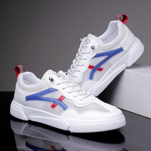 Mens shoes 2021 summer new white shoes mens breathable net red net top shoes student sports shoes