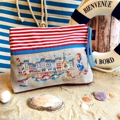 LBP-The Blue Town in Summer 34-19 Cross Stitch Set Cross-stitch Kit Embroidery Needlework Craft Packages Cotton Fabric Floss