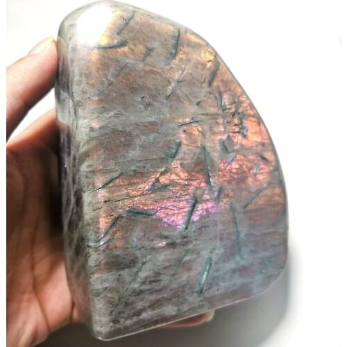 Natural Purple Flash Labradorite Freeform Polished Moonstone Quartz Crystal Plagioclase Display Mineral Specimen Home Decoration