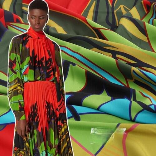 Spring new printed fabric European brand tropical plant hand-painted sewing fabric factory shop not out of stock